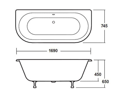Hudson Reed Leg 1700mm Freestanding Bath With Waste And Legs