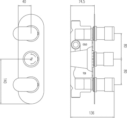 Reign Triple Thermostatic Shower Valve With Diverter