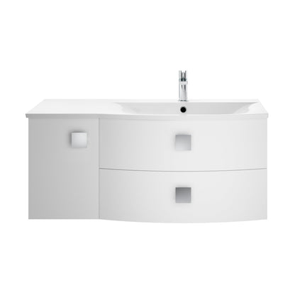 Hudson Reed Sarenna 1000mm Moon White Wall Hung Right Hand 2 Drawer 1 Door Vanity Unit with Basin