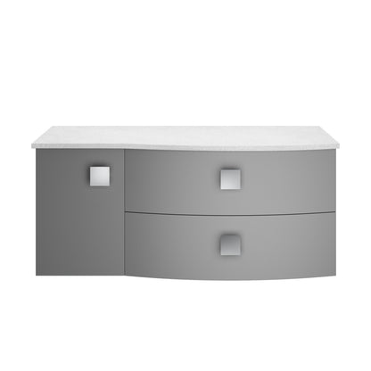 Hudson Reed Sarenna 1000mm Wall Hung Right Hand 2 Drawer 1 Door Vanity Unit With White Marble Top