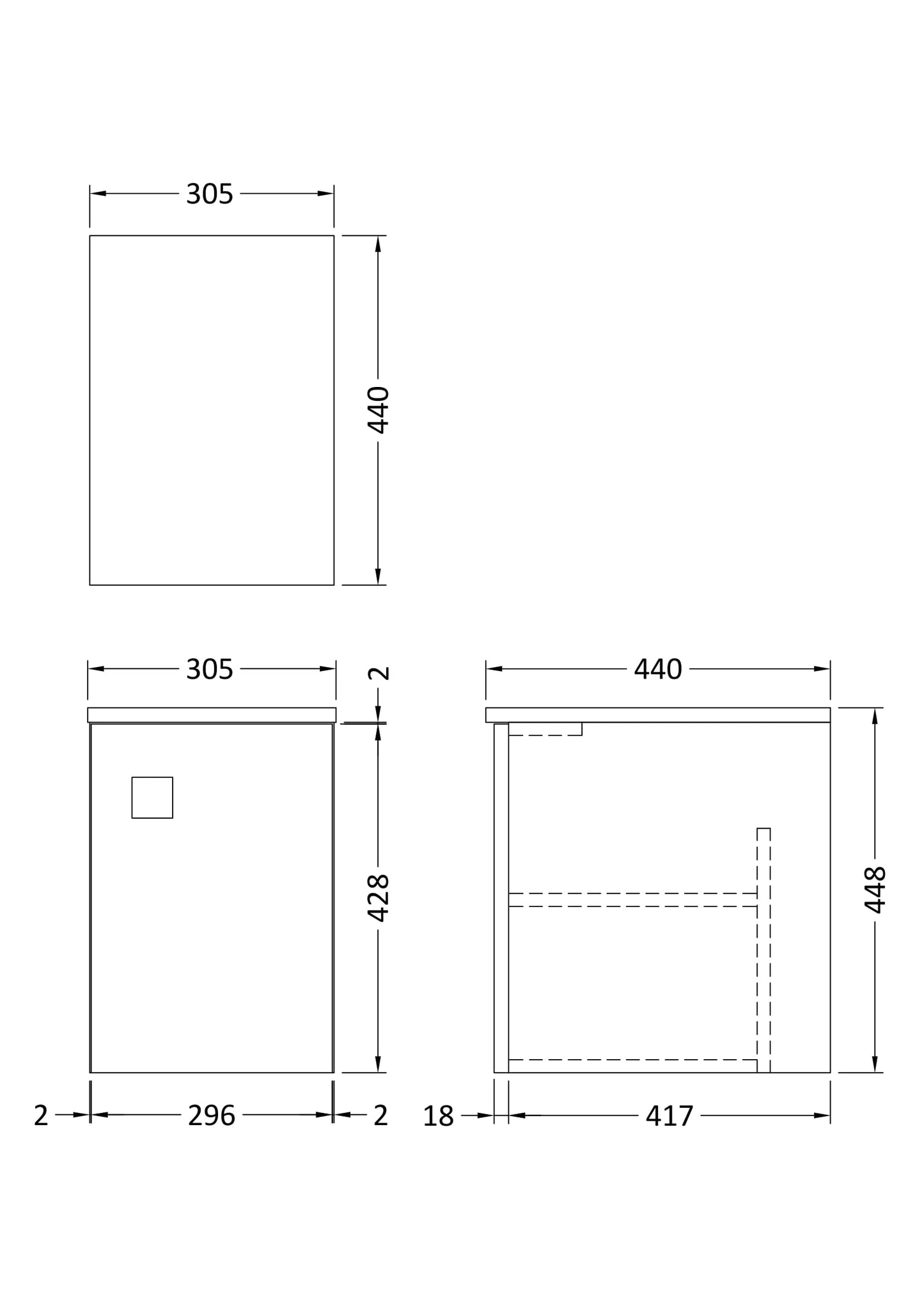 Hudson Reed Sarenna 305mm 1 Door Dove Grey Wall Hung Cabinet With Handles