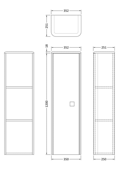 Hudson Reed Sarenna 350mm 1 Door Dove Grey Wall Hung Tall Cabinet With Handles