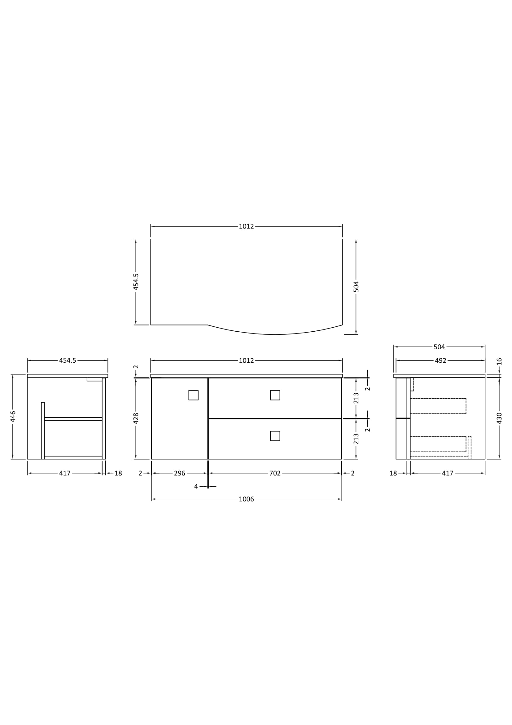 Hudson Reed Sarenna 1000mm Mineral Blue RH 2 Drawer 1 Door Wall Hung Vanity Unit With Marble Top