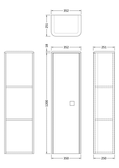 Hudson Reed Sarenna 350mm 1 Door Hunter Green Wall Hung Tall Cabinet With Handles