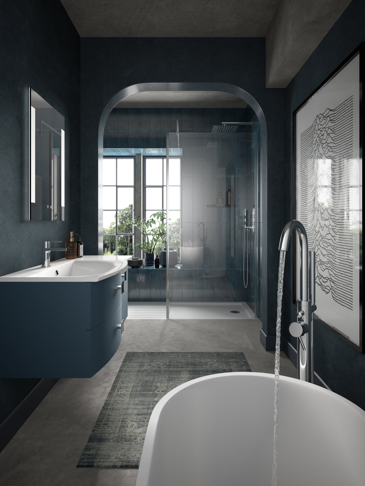 Hudson Reed Sarenna Right Hand 1000mm Wall Hung 2 Drawer 1 Door Vanity Unit with Polymarble Basin