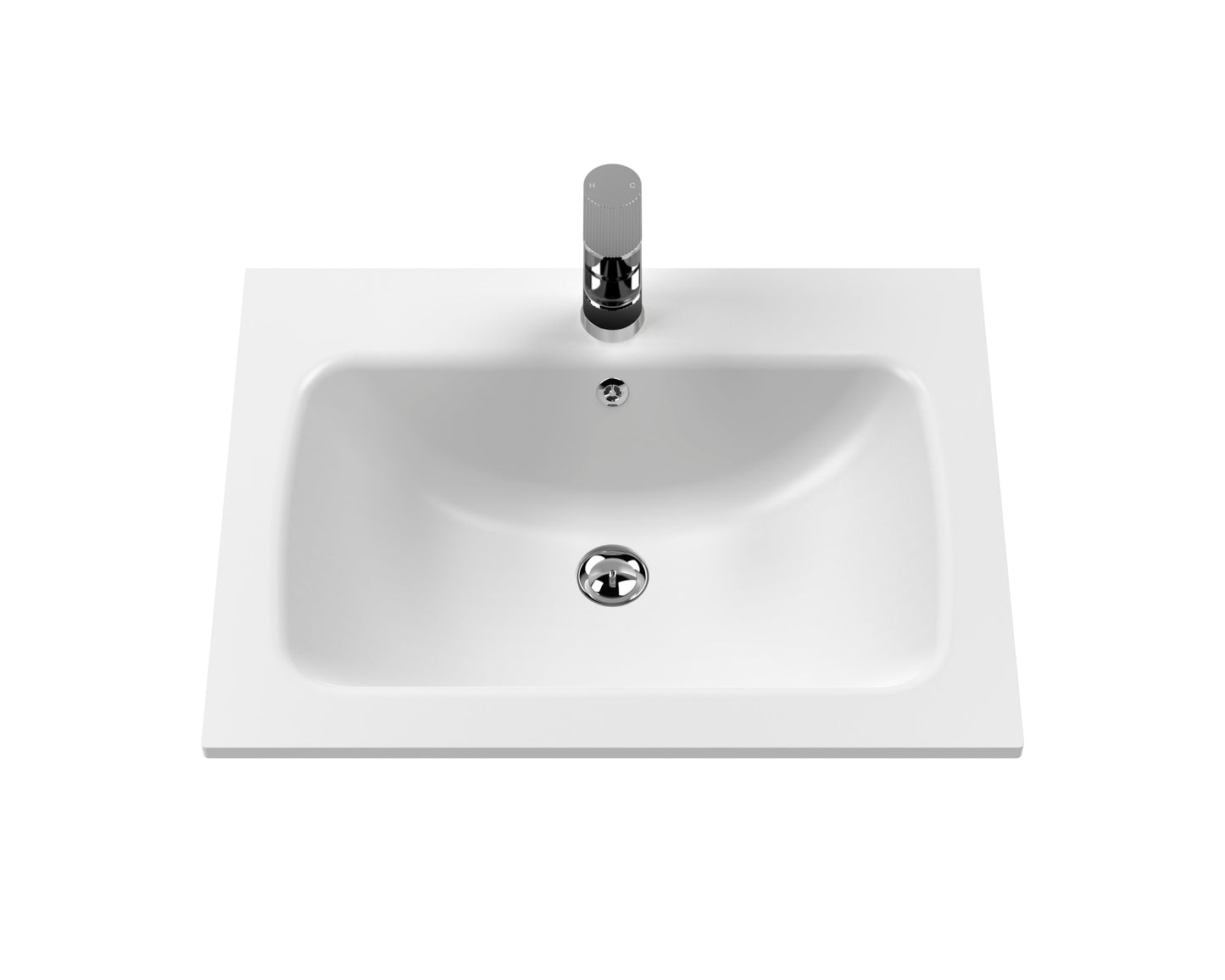 Bexley Floor Standing 1 Drawer Vanity & 1 Tap Hole Stone Basin, 600mm - Cool Grey
