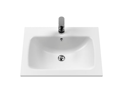 Bexley Floor Standing 1 Drawer Vanity & 1 Tap Hole Stone Basin, 600mm - Cool Grey