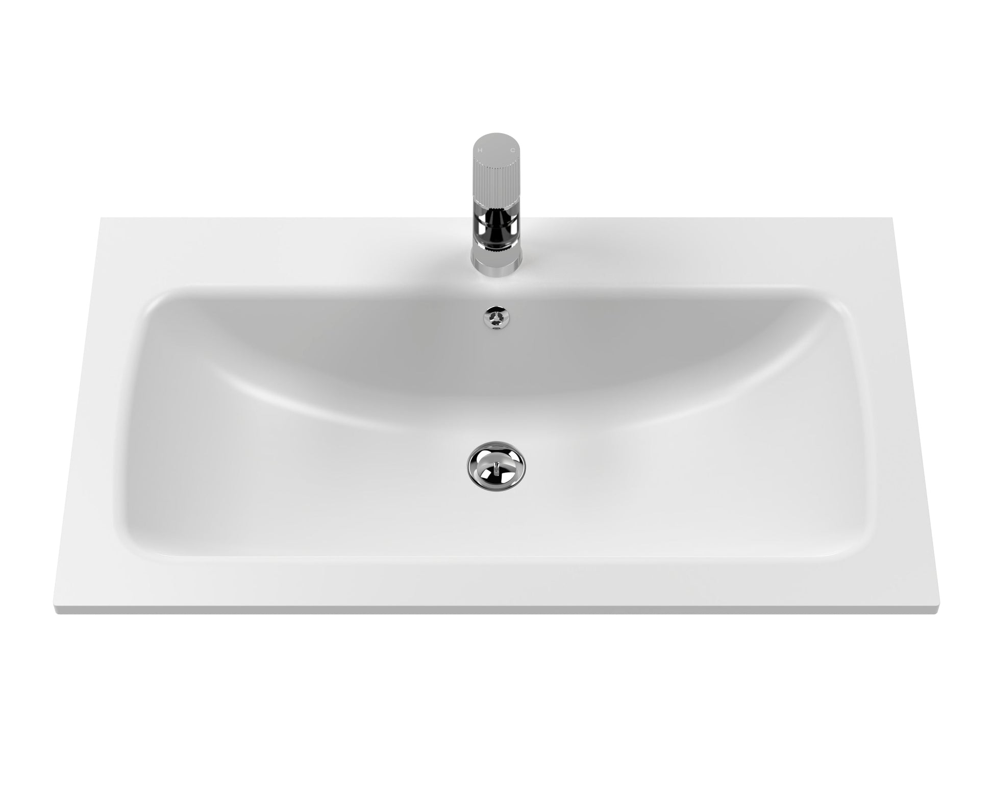 Bexley Floor Standing 1 Drawer Vanity & 1 Tap Hole Stone Basin, 800mm - Pure White