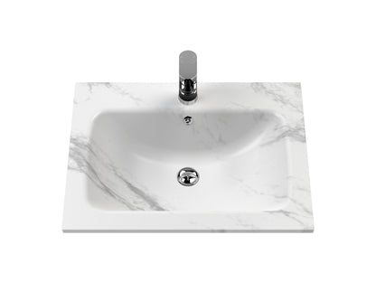 Bexley Floor Standing 1 Drawer Vanity & 1 Tap Hole Stone Basin, 600mm - Pure White