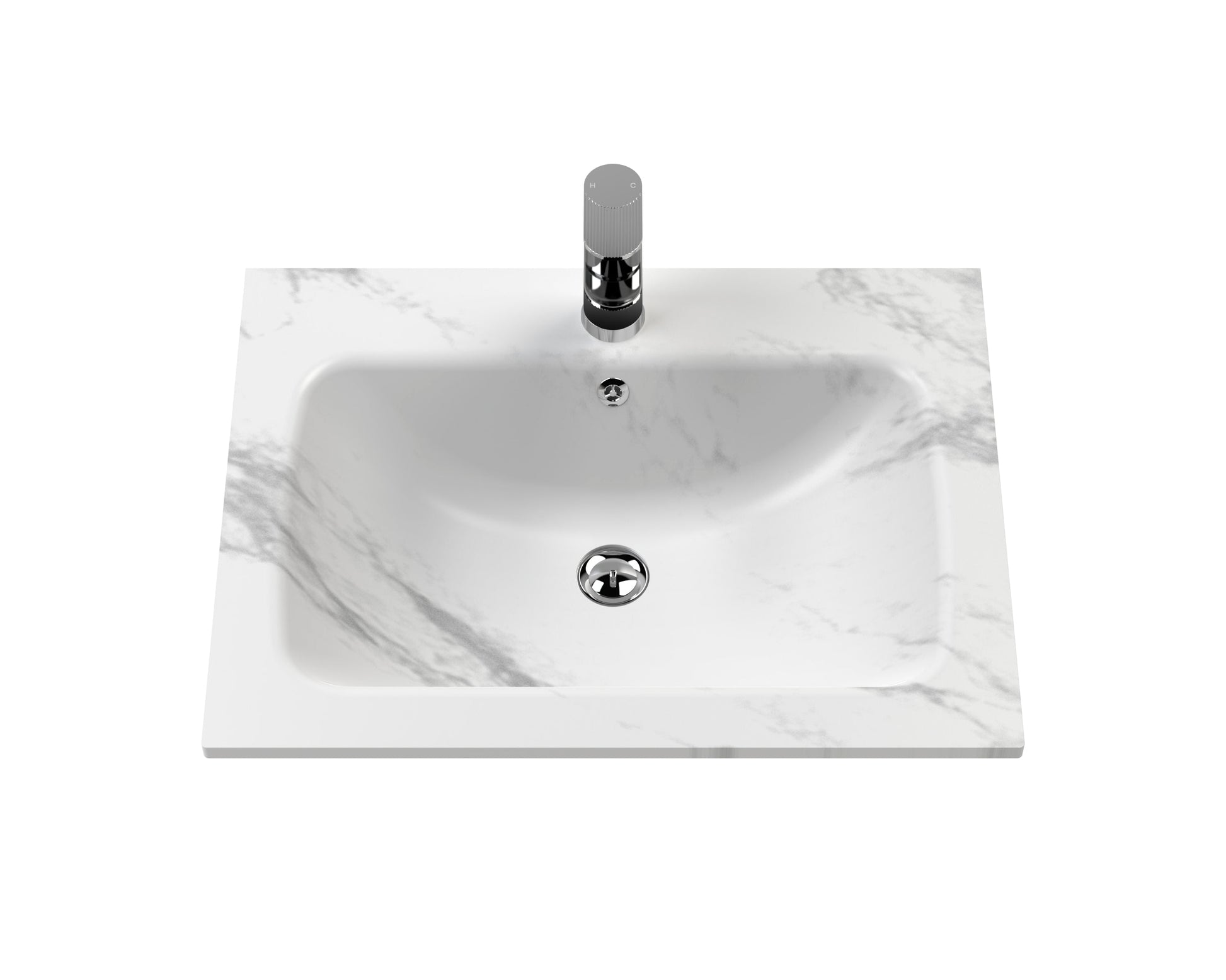 Bexley Floor Standing 1 Drawer Vanity & 1 Tap Hole Stone Basin, 600mm - Fern Green