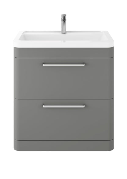 Hudson Reed Solar 800mm Cool Grey 2 Drawer Floor Standing Vanity Unit With Ceramic Basin