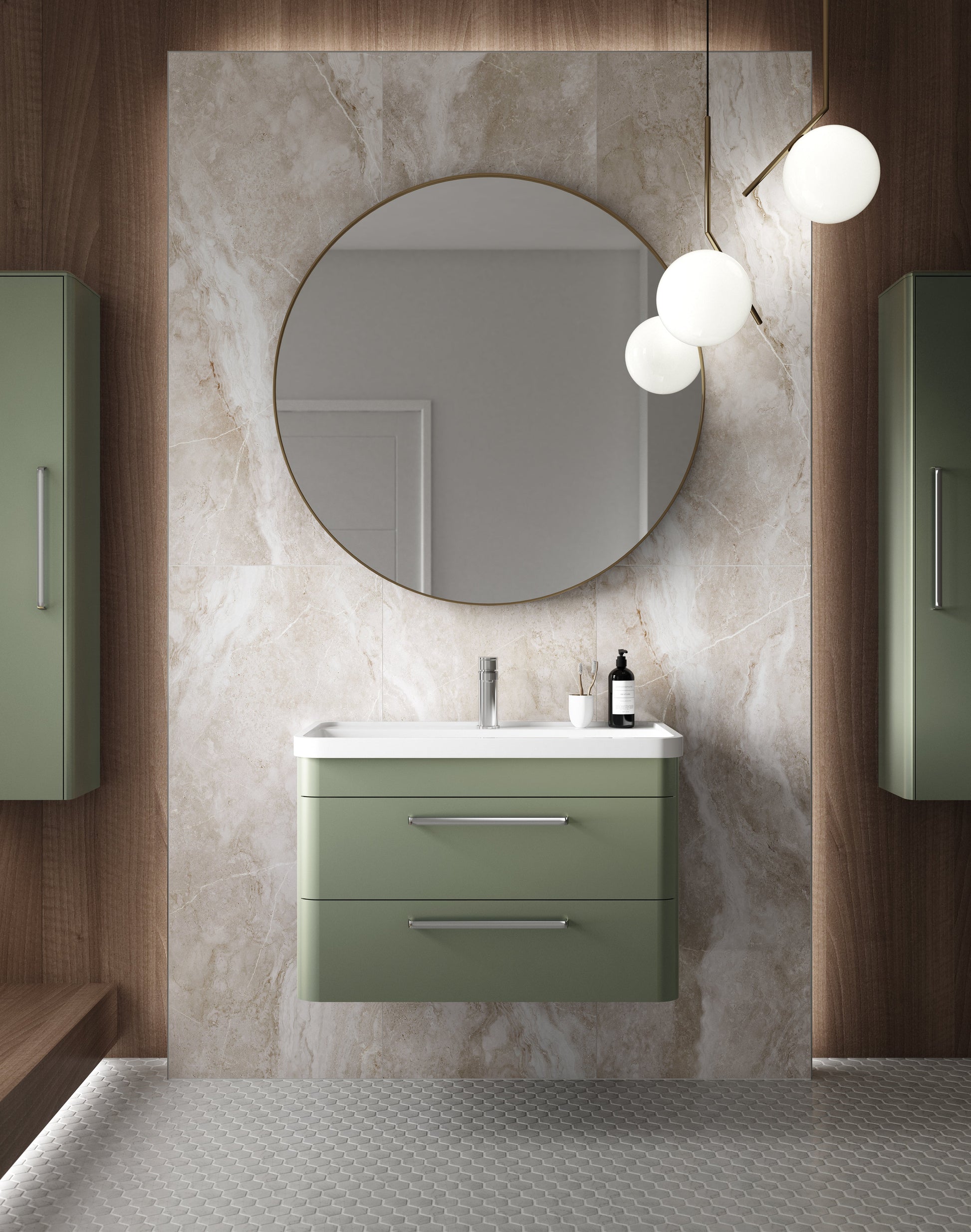 Solar 600mm Wall Hung 2-Drawer Unit and Ceramic 1 Tap Hole Basin