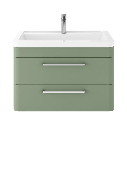 Hudson Reed Solar 800mm Fern Green Wall Hung 2-Drawer Vanity Unit with Ceramic 1 Tap Hole Basin