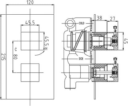 Lennox Twin Thermostatic Shower Valve With Diverter