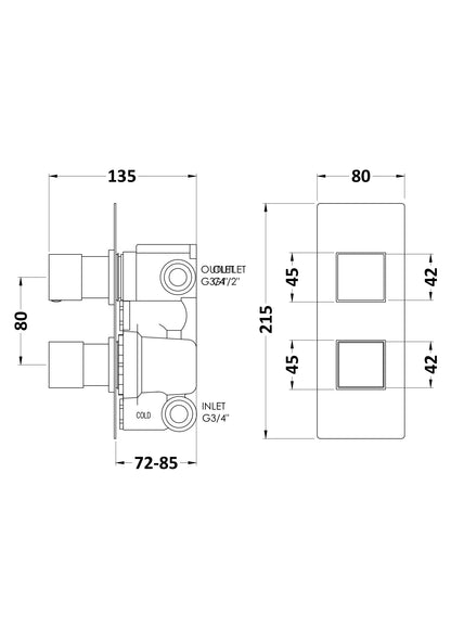 Square Valves Twin Valve with Diverter