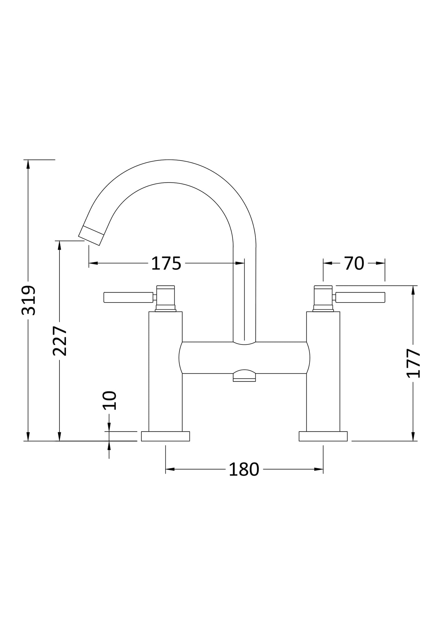 Tec Lever Bath Filler Brushed Brass