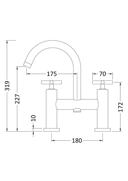 Tec Crosshead Bath Filler Brushed Brass