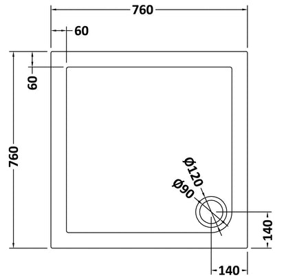 Square Slimline Shower Tray 760 x 760mm