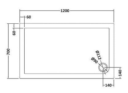 Rectangular Slimline Shower Tray 1200 x 700mm