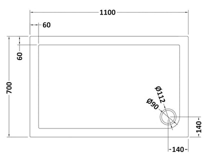 Rectangular Slimline Shower Tray 1100 x 700mm