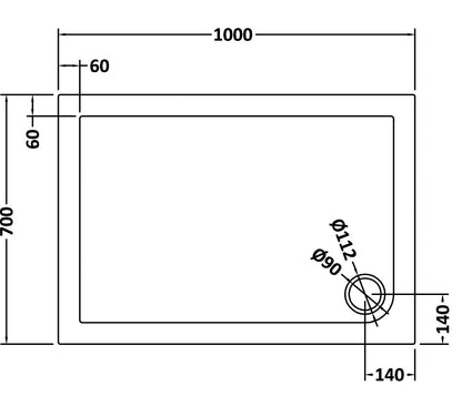 Rectangular Slimline Shower Tray 1000 x 700mm