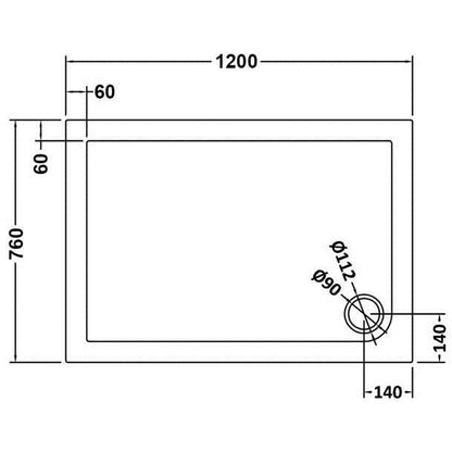 Rectangular Slimline Shower Tray 1200 x 760mm