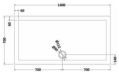 Rectangular Slimline Shower Tray 1400 x 700mm