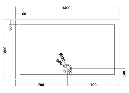 Rectangular Slimline Shower Tray 1400 x 800mm