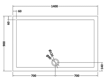 Rectangular Slimline Shower Tray 1400 x 900mm