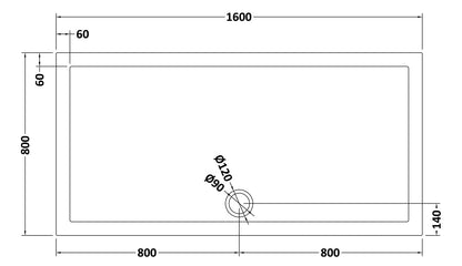 Rectangular Slimline Shower Tray 1600 x 800mm
