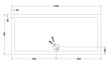 Rectangular Slimline Shower Tray 1700 x 760mm