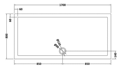 Rectangular Slimline Shower Tray 1700 x 800mm