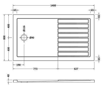Rectangular Walk-In Slimline Shower Tray 1400 x 800mm