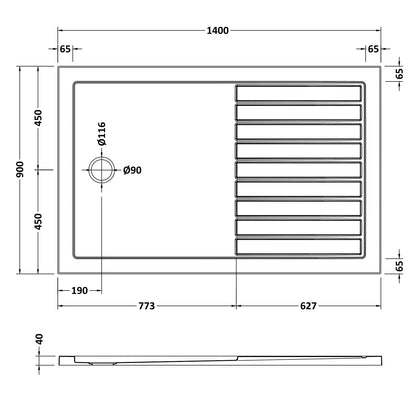 Rectangular Walk-In Slimline Shower Tray 1400 x 900mm