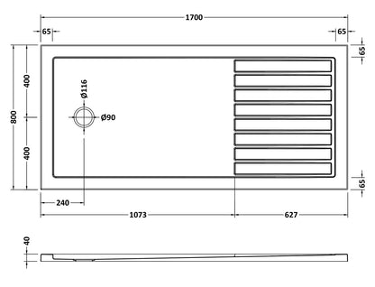 Rectangular Walk-In Slimline Shower Tray 1700 x 800mm