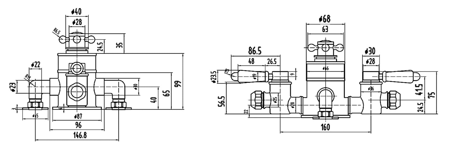 White Topaz Triple Thermostatic Shower Valve