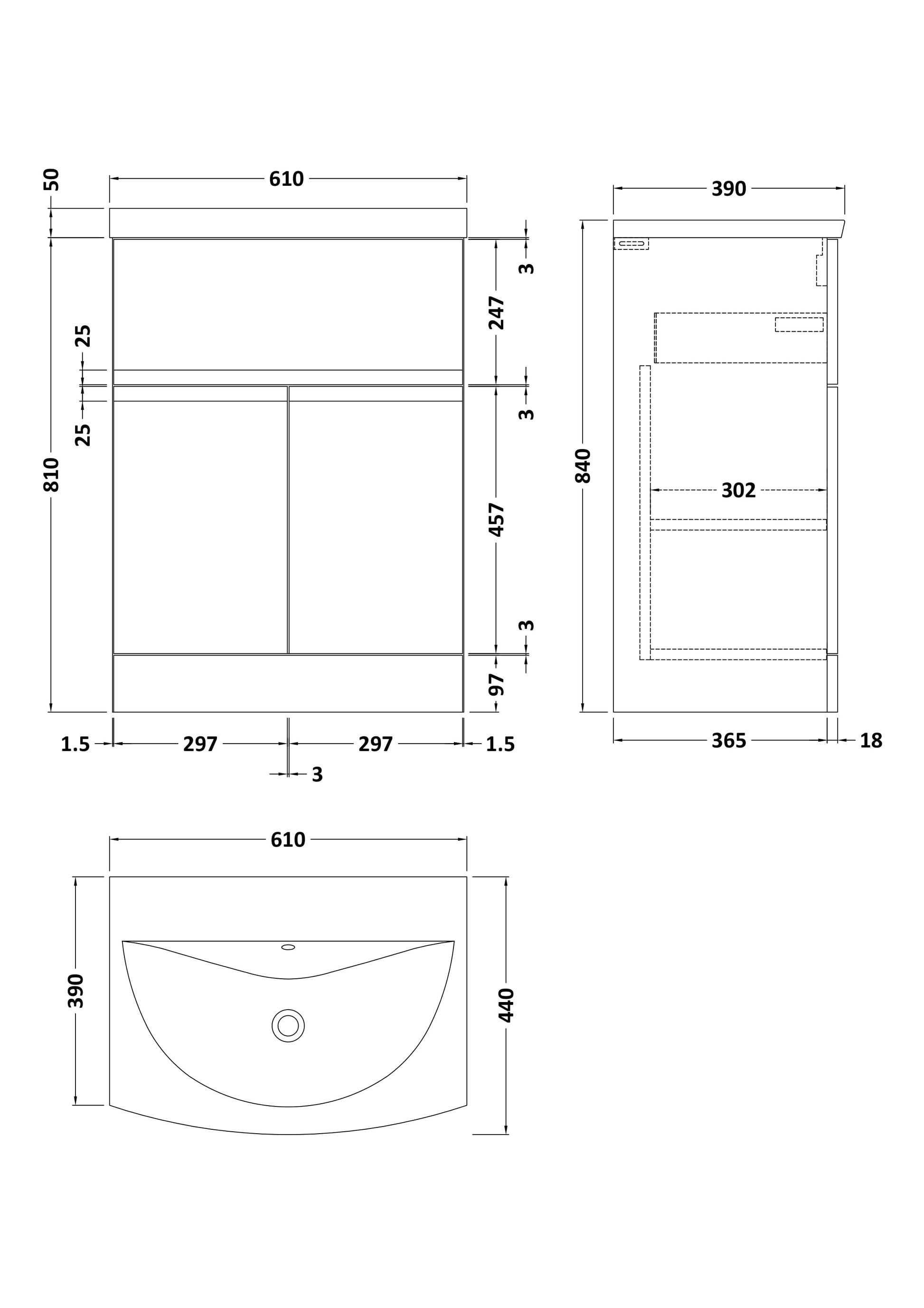 Hudson Reed Urban 600mm Floor Standing Vanity Unit With Basin