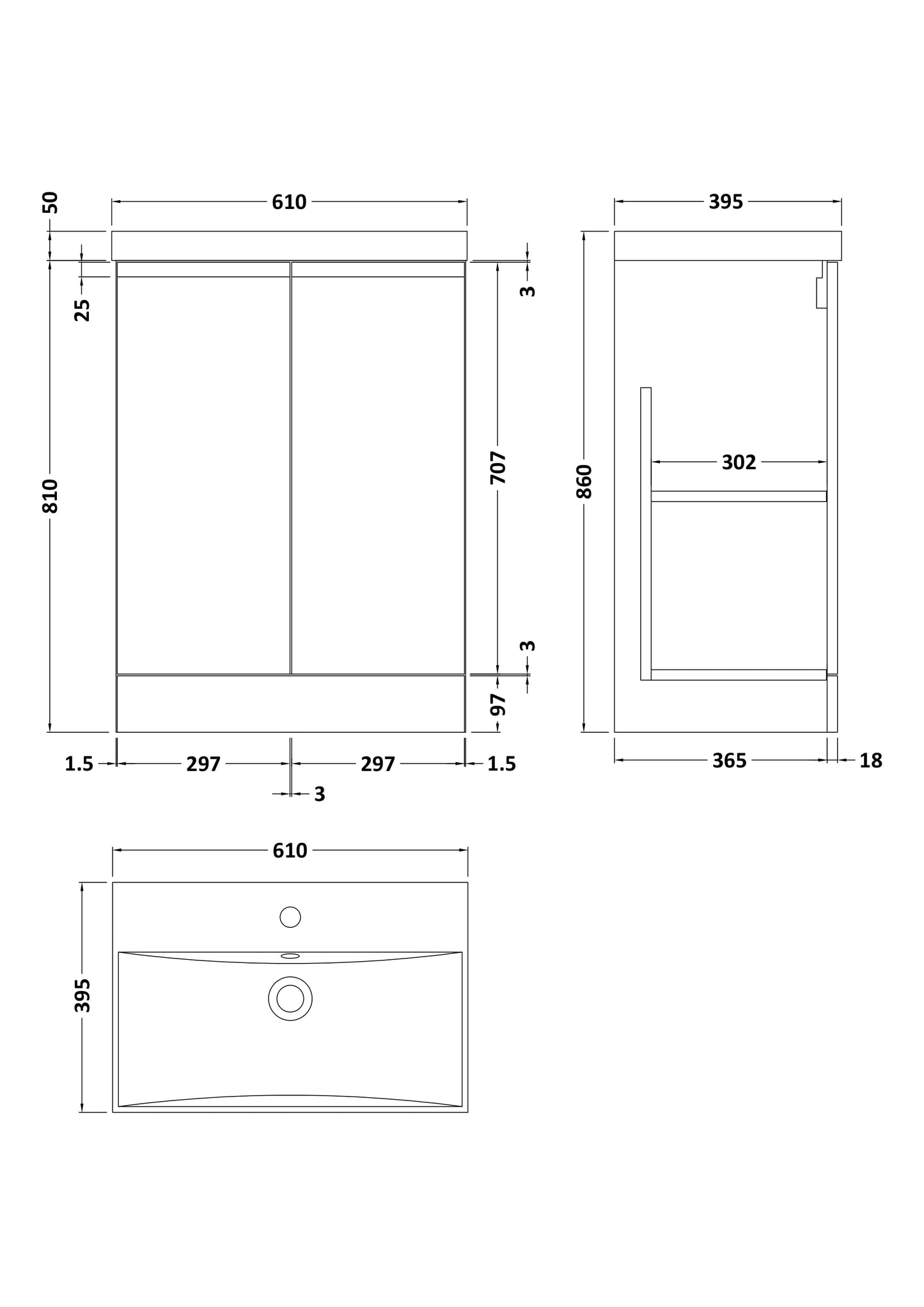 Hudson Reed Urban 610mm Floor Standing Vanity Unit With Basin