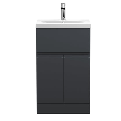 Hudson Reed Urban 500mm Soft Black Floor Standing 2 Door 1 Drawer Vanity Unit with Basin