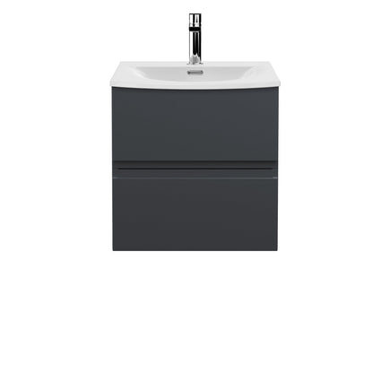 Hudson Reed Urban 500mm Soft Black Wall Hung 2 Drawer Vanity & Basin With 1 Tap Hole