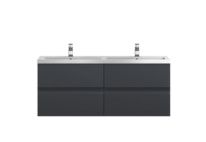 Hudson Reed Urban 1200mm Soft Black Wall Hung Vanity Unit With Double Polymarble Basin