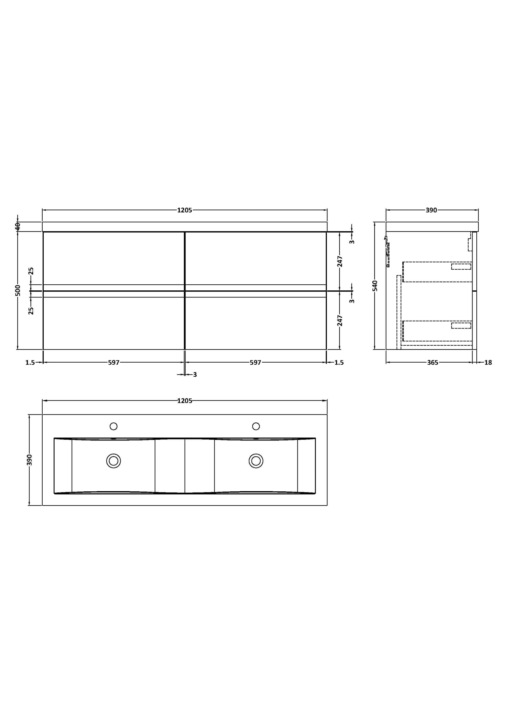 Hudson Reed Urban 1200mm 4 Drawer Wall Hung Vanity Unit With Double Ceramic Basin