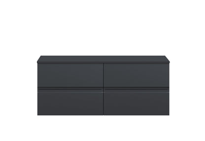 Hudson Reed Urban 1205mm Soft Black Wall Hung 4 Drawer Vanity Unit With Worktop