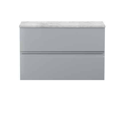 Hudson Reed Urban 805mm Satin Grey Wall Hung 2 Drawer Vanity Unit With Soft Close Drawers & Laminate Worktop