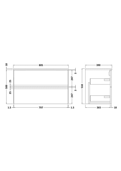 Hudson Reed Urban 800mm Vanity Unit With Worktop