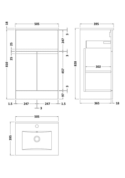 Hudson Reed Urban 500mm Floor Standing Vanity Unit With 1 Tap Hole Basin