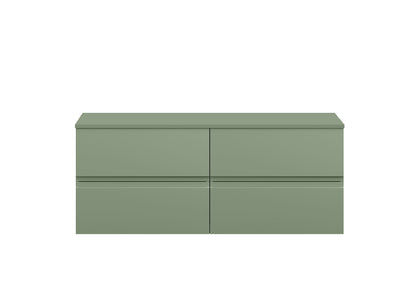 Hudson Reed Urban 1200mm Satin Green Wall Hung 4-Drawer Unit With Worktop
