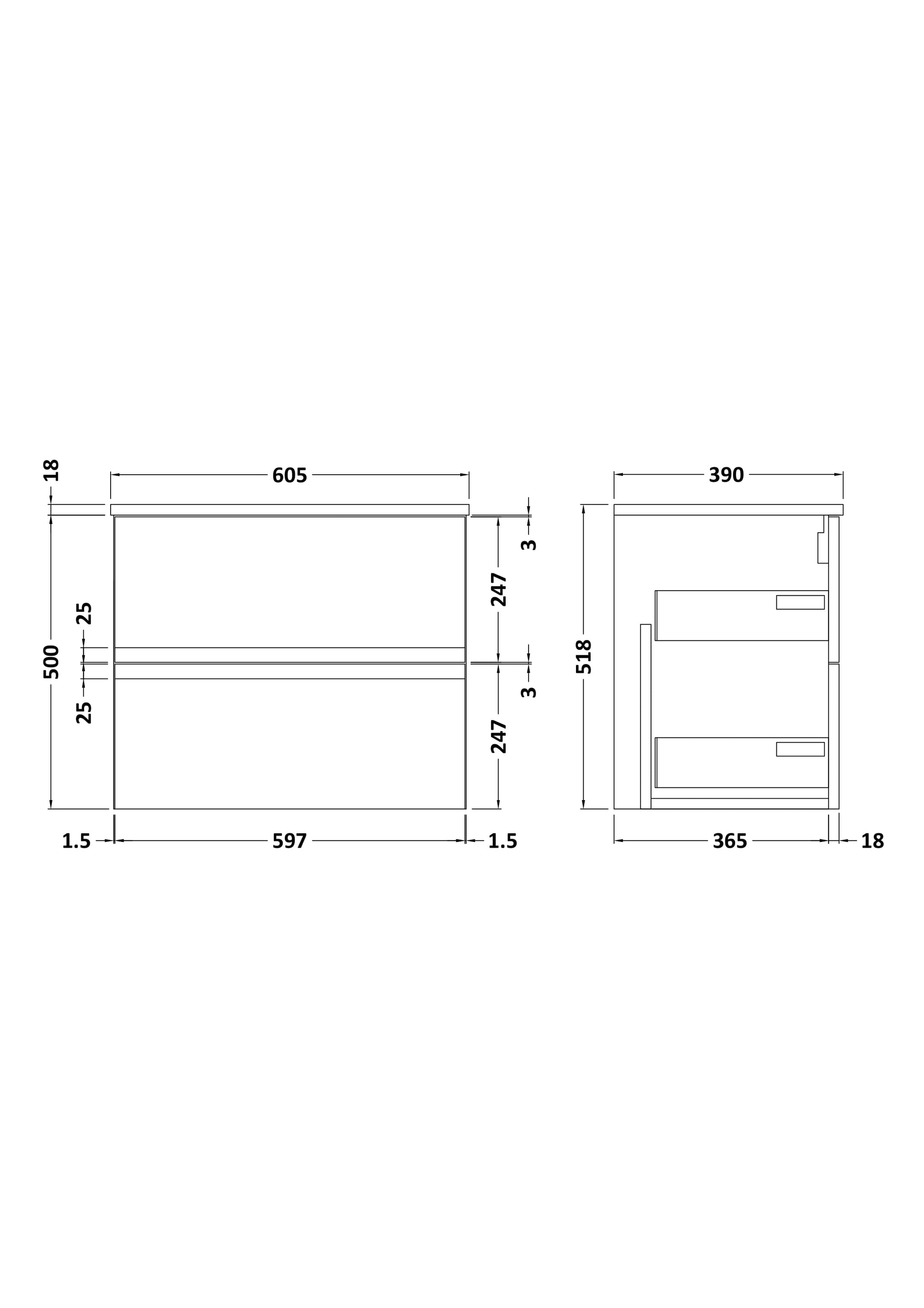 Hudson Reed Urban 600mm Satin Green Wall Hung 2-Drawer Unit With Worktop