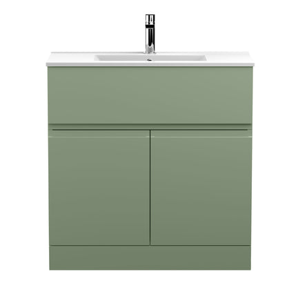 Hudson Reed Urban 800mm Satin Green Floor Standing Vanity Unit with 1 Tap Hole Basin