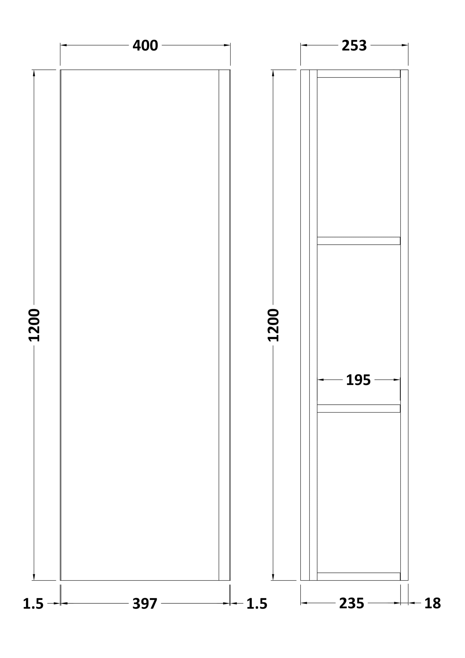 Hudson Reed Urban 400mm 1 Door Satin Green Wall Hung Tall Cabinet
